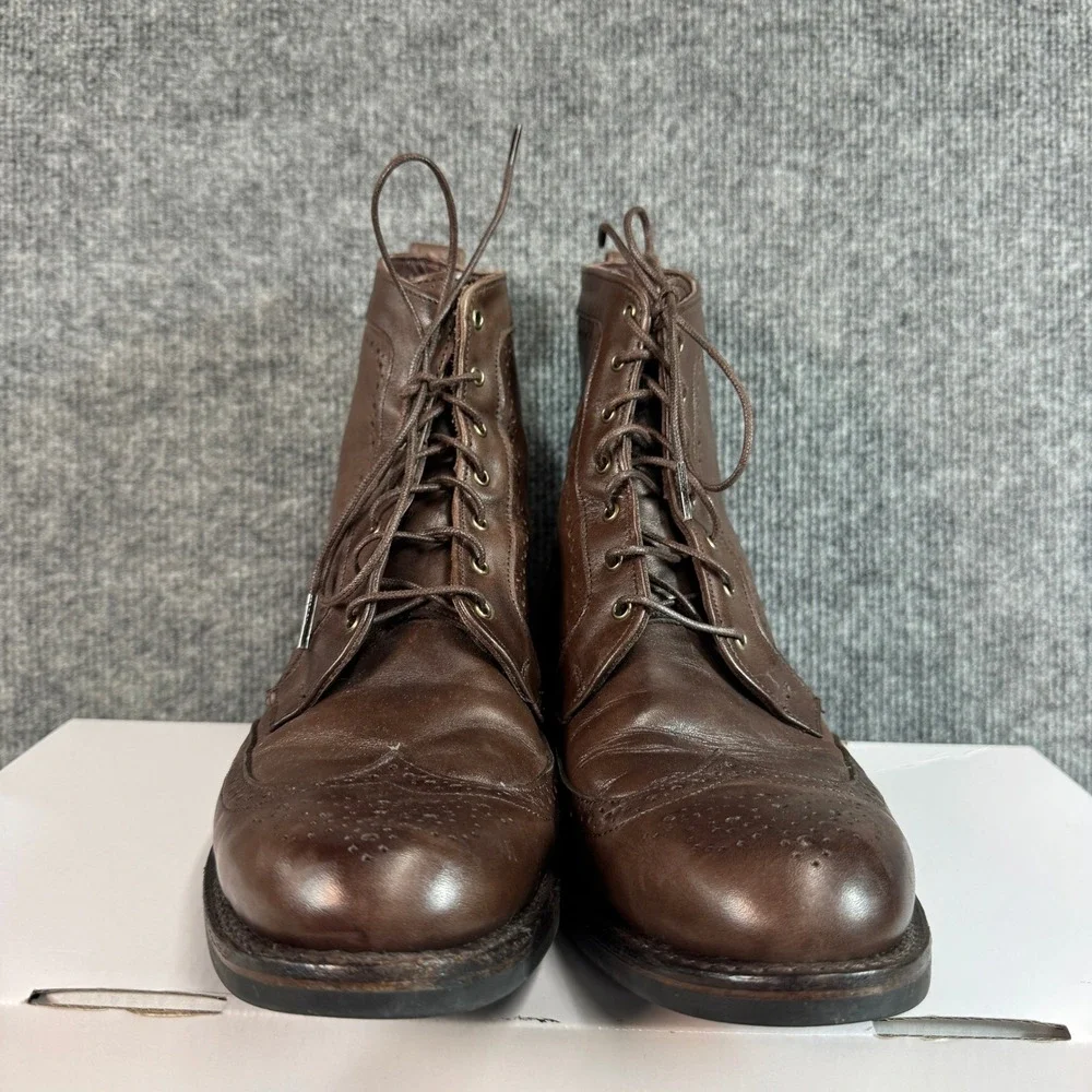 Allen Edmonds Dalton Dark Brown Leather Wingtip Dress Boots Dainite Sole 10.5